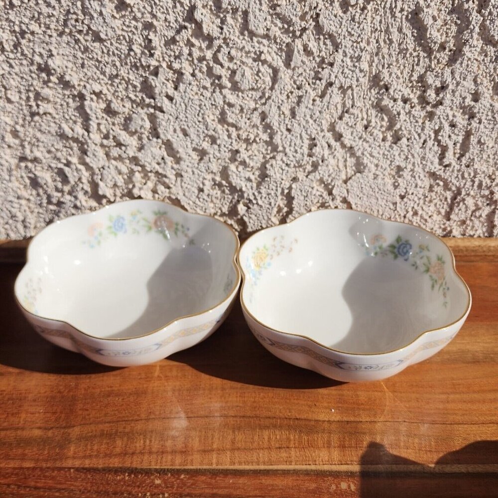 2 Gorham Cherrywood Melon Serving Bowl 5" 24Kt Gold rim snack nut dip dish - Picture 6 of 10